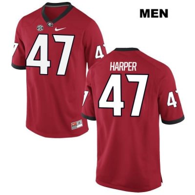 Men's Georgia Bulldogs NCAA #47 Daniel Harper Nike Stitched Red Authentic College Football Jersey SSM2554MG